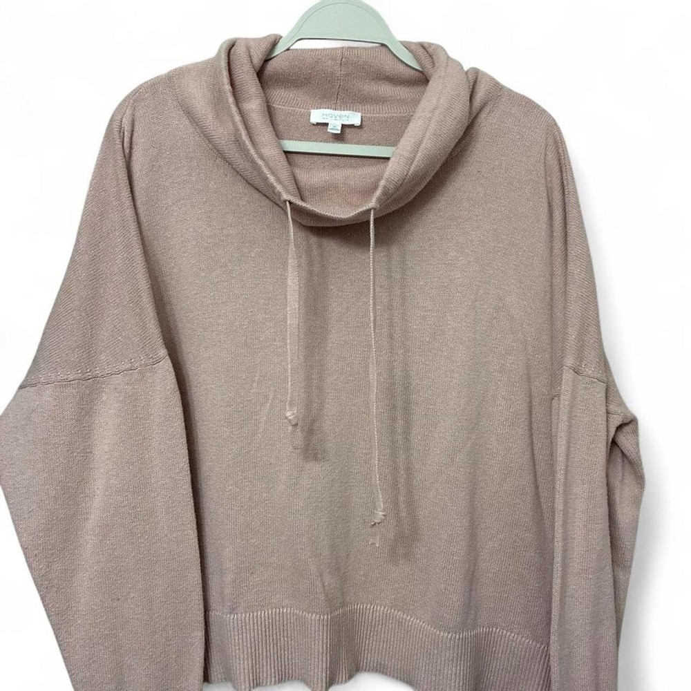 Haven Pink cowl neck sweater with drawstring cotton cashmere blend